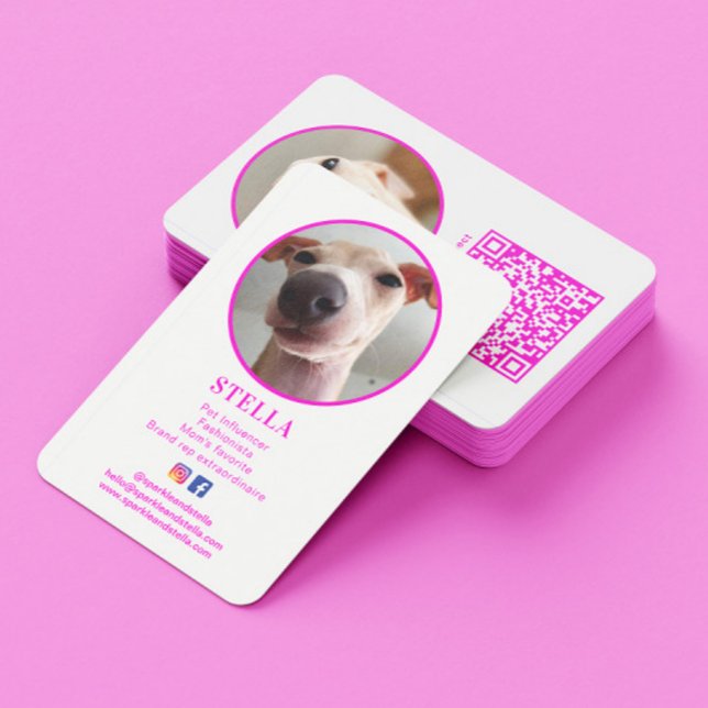 Modern 2 Photo Hund Pet Social Media QR-kod Visitkort (Skapare uppladdad)