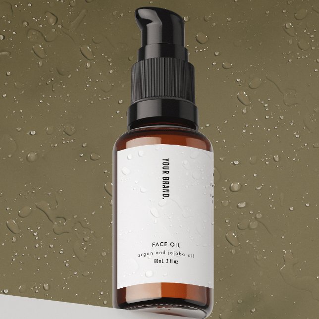 Modern 2oz Dropper Bottle Waterproof Label Mat Etiketter (Modern waterproof product label in black & white  - great for skincare and cosmetics *verify size)