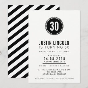 MODERN 30-årsfest INVITATION enkel svart plats Inbjudningar