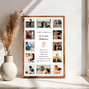 Modern 30-årsjubileum anpassad fotokollage poster