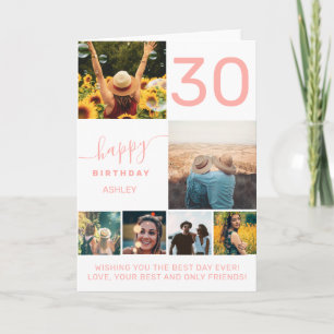 Modern 30-dagars rosa koral 6 fotokollage kort