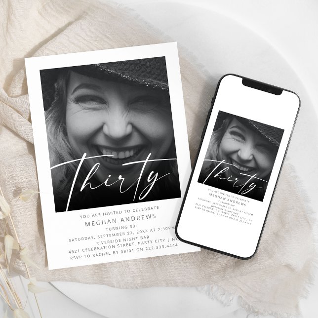 Modern 30-fotoFödelsedagsfest Inbjudningar (Skapare uppladdad)