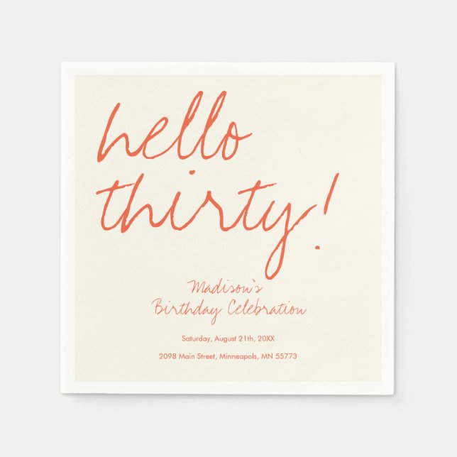 Modern 30års födelsedag pappersservett (Framsidan)