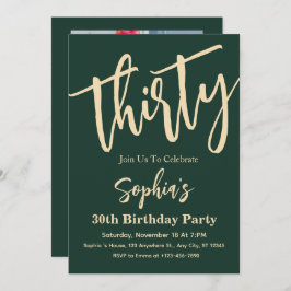 Modern 30års födelsedag Party-fotot i skript Inbjudningar
