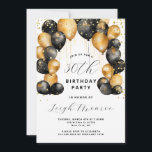 Modern 30års födelsedag Party Svarta Guld Inbjudningar<br><div class="desc">Fira denna milstolpe-födelsedag med en modern sofistikerad inbjudan! Med en vit bakgrund med skakande guld-ballonger och gnistrande konetti guld glitter. Anpassa med din händelseinformation. Finns i utskrift,  som en digital nedladdning,  eller både och! Du kan lägga till rundade hörn för ett elegant extra-drag.</div>