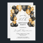 Modern 30års födelsedag Party Svarta Guld Inbjudningar<br><div class="desc">Fira denna milstolpe-födelsedag med en modern sofistikerad inbjudan! Med en vit bakgrund med skakande guld-ballonger och gnistrande konetti guld glitter. Anpassa med din händelseinformation. Finns i utskrift,  som en digital nedladdning,  eller både och! Du kan lägga till rundade hörn för ett elegant extra-drag.</div>