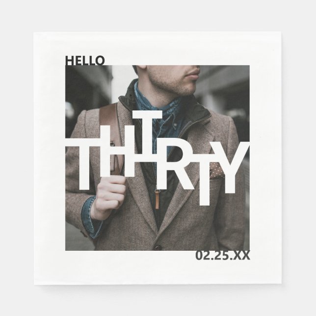 Modern 30års födelsedag Photo Pappersservett (Framsidan)