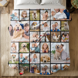 Modern 33 Photo Collage Personlig Family Fleecefilt