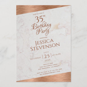 Modern 35e, marble Copper Oblique-skript Inbjudningar