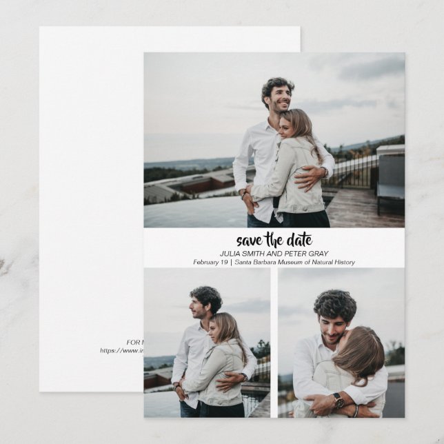 Modern 3-Anpassningsbars foton sparar datuminbjuda Inbjudningar (Fram/baksida)