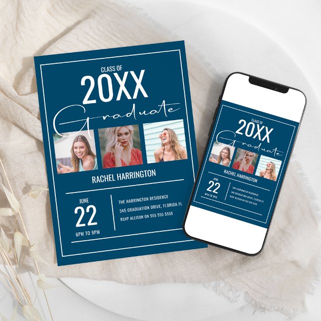 Modern 3 bilder Examen Inbjudan (Skapare uppladdad)