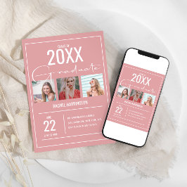 Modern 3-bilds examensinbjudan inbjudningar