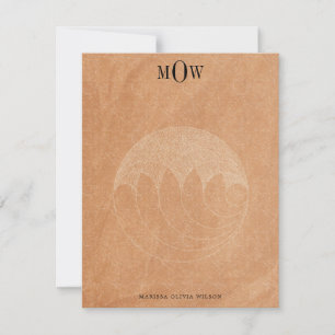 Modern 3-brev-monogram Boho Terracotta-antecknings Anteckningskort