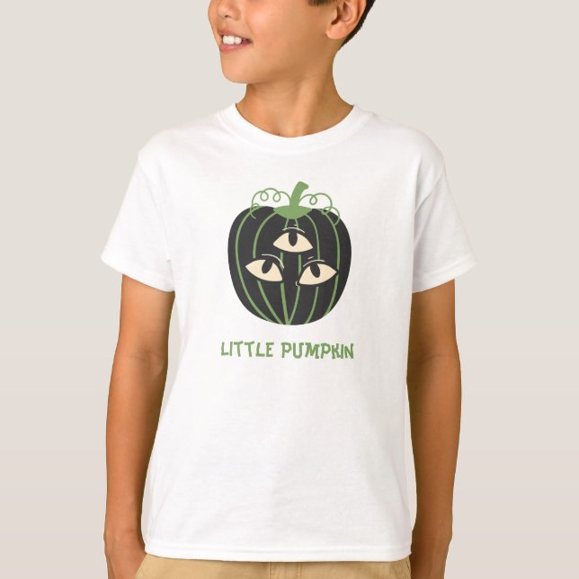 Modern 3-Eyed Pumpkin Halloween T Shirt (Framsida)