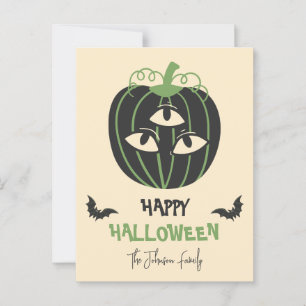 Modern 3-Eyed Pumpkin Happy halloween-familjen Nam Vykort