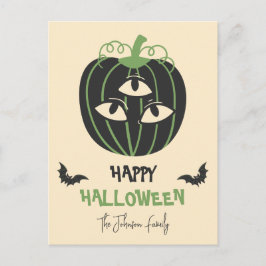 Modern 3-Eyed Pumpkin Happy halloween-familjen Nam Vykort