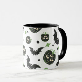 Modern 3-Eyed Pumpkin och Fladdermus Halloween Mugg