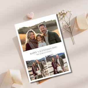 Modern 3-familjens fotobarn i Alla hjärtans dag Julkort