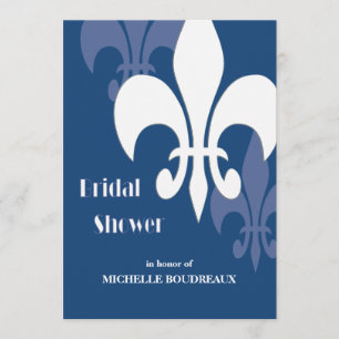 Modern 3 Fleur de Lis möhippa (mörk - blått) Inbjudningar
