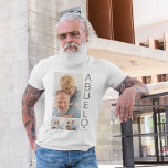 Modern 3-foto Abuelo T Shirt<br><div class="desc">En modern fotokollage keepsaktshirt, perfekt som gåva till Fars dag, födelsedag, jultoma eller något annat tillfälle. Fotoskjortan har 3 foton, ett fet typsnitt i grått som lyder "ABUELO" och "EST: 20XX.</div>