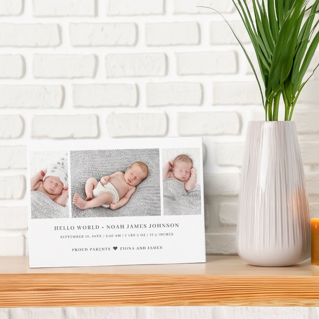 Modern 3 Foto Födelse Meddelande (Modern 3 Photo Birth Announcement)