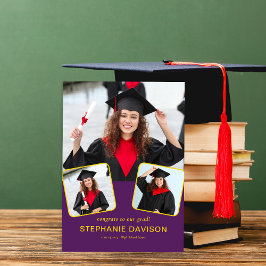 Modern 3-foto-Gratulerar till Grad 2023-Gultens Li Meddelande