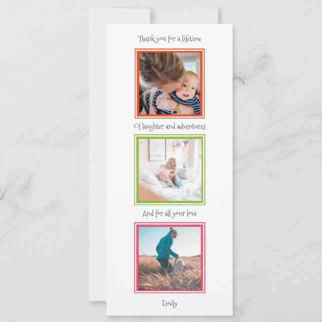 Modern 3-foto-Mors dag plattkort (Baksida)