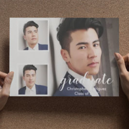 Modern 3-foto-Studenten-meddelande Inbjudningar