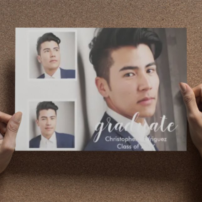 Modern 3-foto-Studenten-meddelande Inbjudningar (Skapare uppladdad)