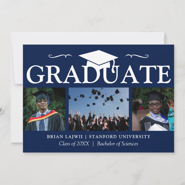 Modern 3-foto-Studenten-meddelande Meddelande (Framsida)