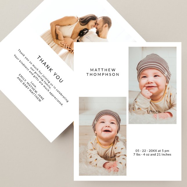 Modern 3-foto tackkort för babyfirande (Skapare uppladdad)