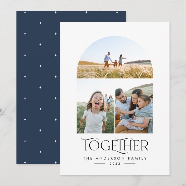 Modern 3 fotoblå båge tillsammans typografi (Fram/baksida)