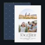 Modern 3 fotoblå båge tillsammans typografi<br><div class="desc">Modern elegant-trendig tillsammans med typografi,  blå jul eller thanksgiving,  multifoto-helgdag</div>