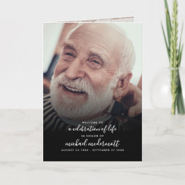 Modern 3-fotohandskriven skrift Funeral/Memorial Program