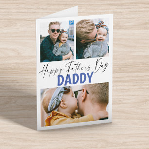 Modern 3-fotokollage för pappa Fars dag-kort Kort