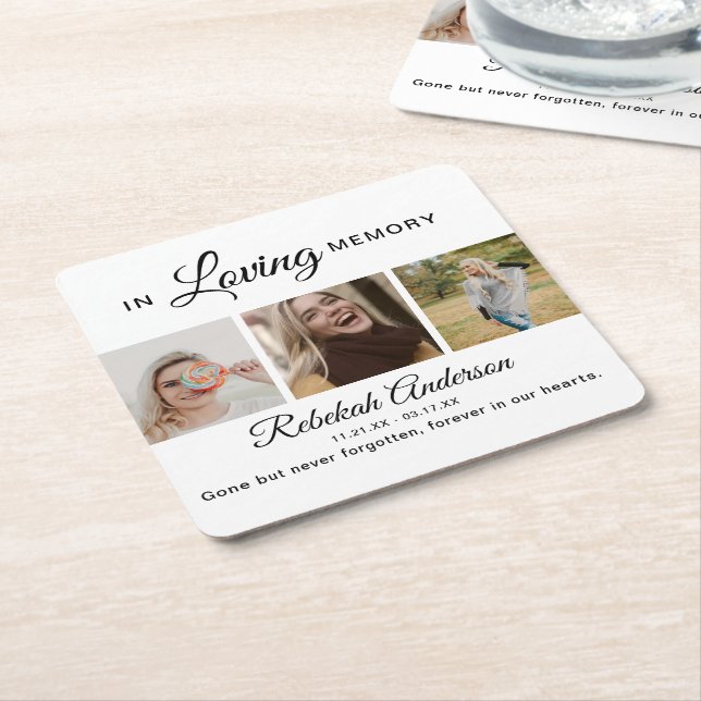 Modern 3-fotokollage underlägg papper kvadrat (Vinklad)