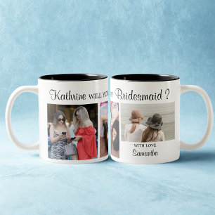 Modern 3 foton elegant bridesmaid frieri gåva Två-Tonad mugg