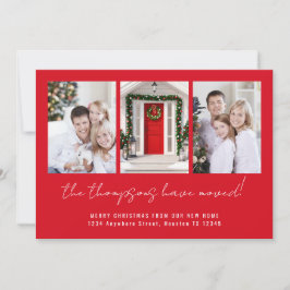 Modern 3 foton God jul från New Home Red Julkort