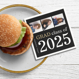 Modern 3 foton svart 2025 Studenten Pappersservett