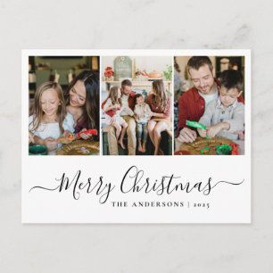 Modern 3 Fotos Grid God Jul Familj Helg Vykort