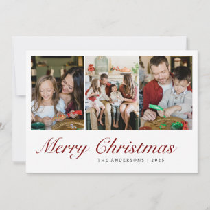 Modern 3 Fotos Grid God Jul Familj Julkort