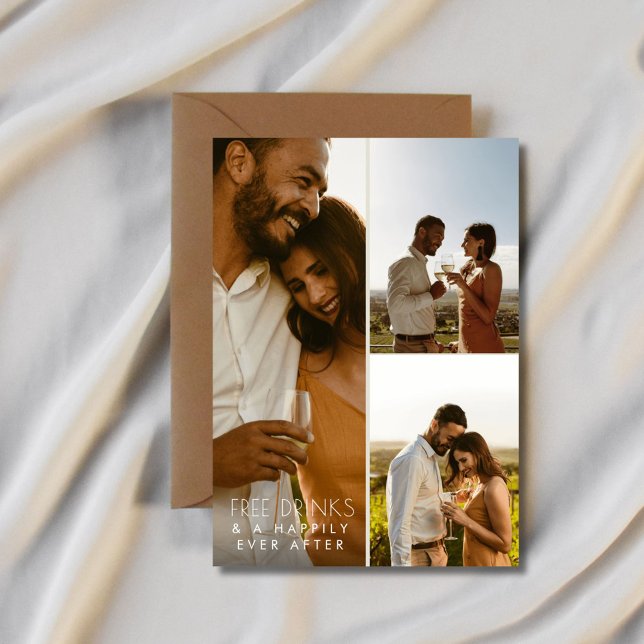 Modern 3-fotot QR-kod Winery Bröllop Spara Datumet (Modern 3 Photo QR Code Winery Wedding Save The Date)