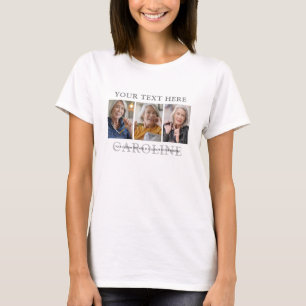 Modern 3-fotots anpassade text begravning/minnesst t shirt