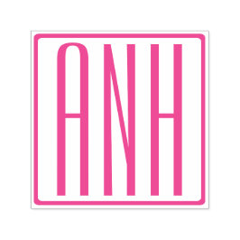 Modern 3 Initialer Fuchsia Rosa Monogram Självfärgande Stämpel