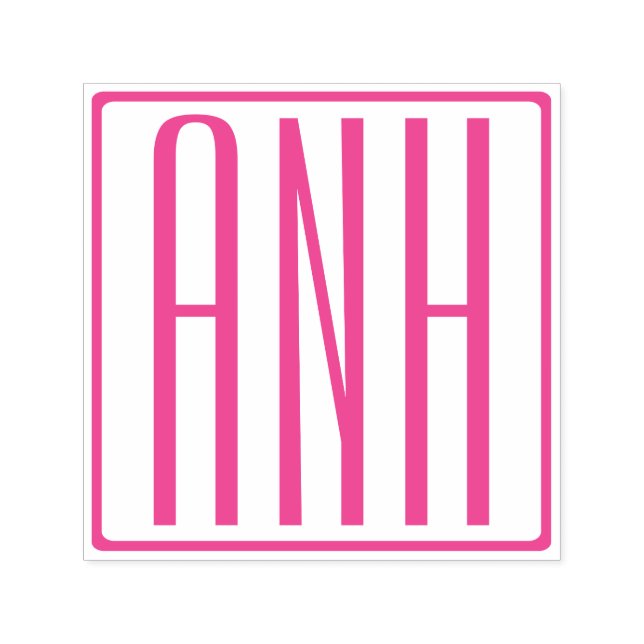 Modern 3 Initialer Fuchsia Rosa Monogram Självfärgande Stämpel (Design)