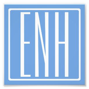 Modern 3-Initialer-monogram   Mjuk blå Fototryck