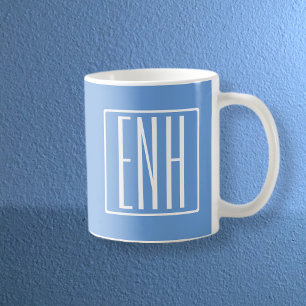 Modern 3-Initialer-monogram Mjuk blå Kaffemugg