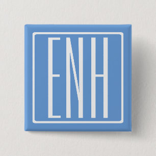 Modern 3-Initialer-monogram   Mjuk blå Knapp