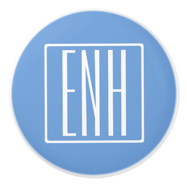 Modern 3-Initialer-monogram | Mjuk blå Knopp (Framsidan)