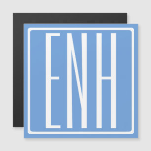 Modern 3-Initialer-monogram   Mjuk blå Magnetisk Inbjudningskort